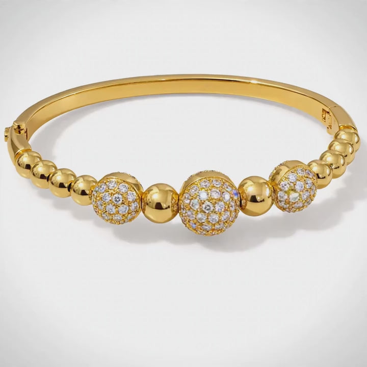Gold pavé bead bracelet from the Oddly Cute Chic Mystery Box, turning to show the sparkle