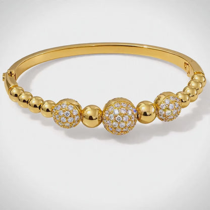 Gold pavé bead bracelet from the Oddly Cute Chic Mystery Box, turning to show the sparkle
